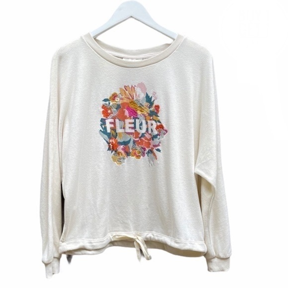 Anthropologie Saturday Sunday Fleur Cream Multicolored Sweatshirt Size Small - Picture 1 of 9